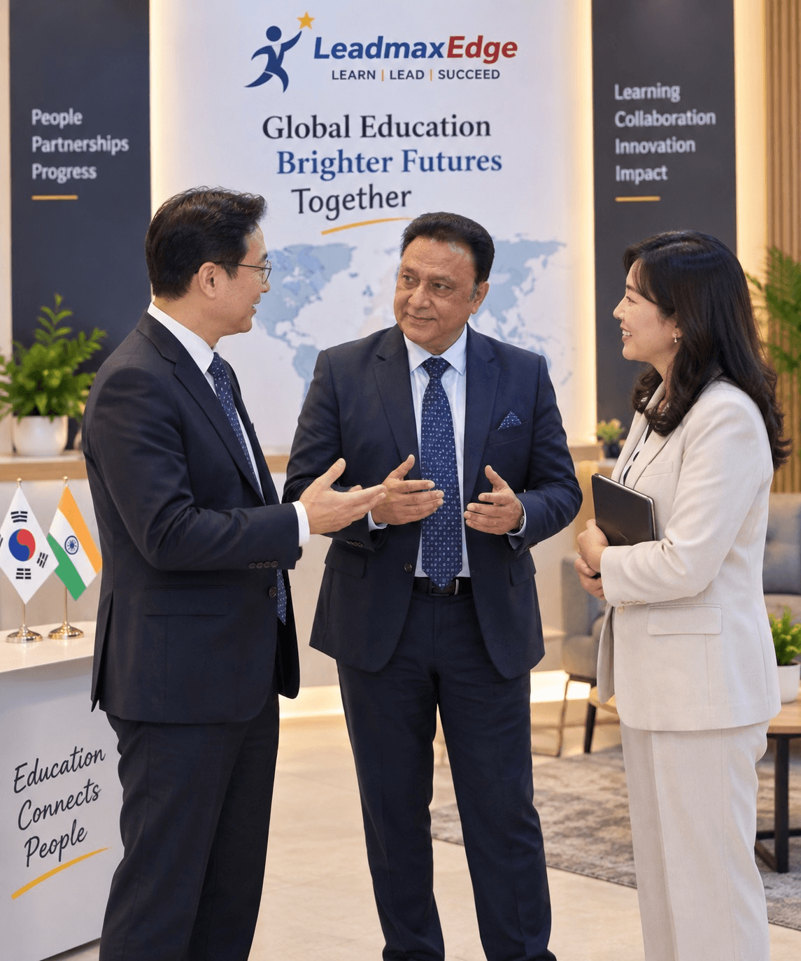 Ajit Kumar representing LeadmaxEdge in an international education partnership meeting